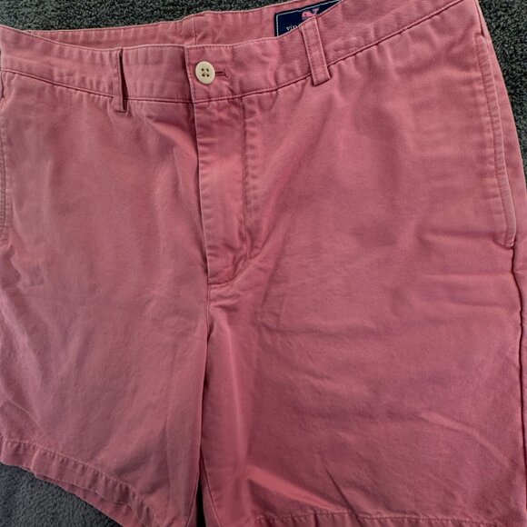 Vineyard Vines Club Salmon Pink Shorts Size 34 Chino Zip Fly Preppy Whale Logo - Picture 12 of 16